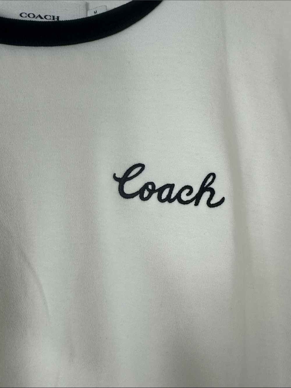 Coach White Ringer Tee with Black Trim Medium NWOT - Picture 4 of 9